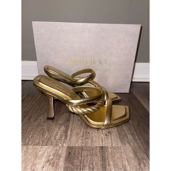 JIMMY CHOO Diosa 90 Metallic Leather Sandal - Picture 6 of 9